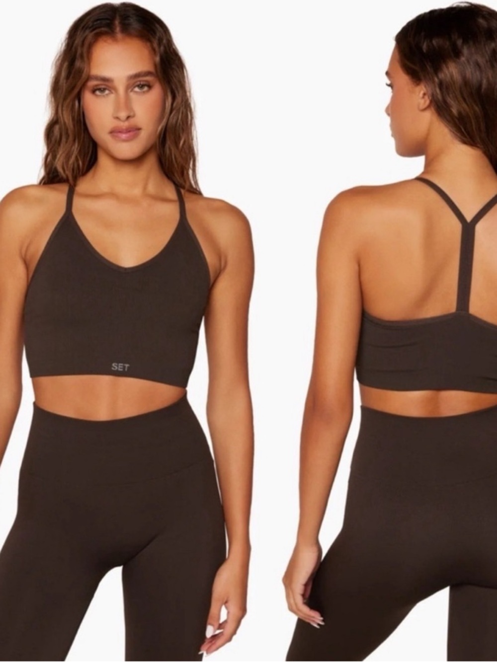 Set Active SCULPTFLEX ☕️☕️ Espresso SET Ribbed V Bra in S + Leggings in XS